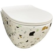 Унитаз подвесной VBI VULCANO 48х36 см безободковый с крышкой soft-close керамика терраццо VBI-020409