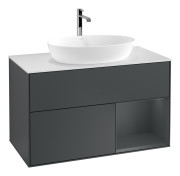 Тумба под раковину Villeroy & Boch Finion 100х50,1 см с подсветкой МДФ темно-синий матовый лак/стекло белое матовое F781HGHG