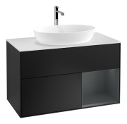 Тумба под раковину Villeroy & Boch Finion 100х50,1 см с подсветкой МДФ черный матовый лак/стекло белое матовое F781HGPD