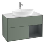 Тумба под раковину Villeroy & Boch Finion 100х50,1 см с подсветкой МДФ оливковый матовый лак/стекло белое матовое F781HGGM