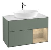 Тумба под раковину Villeroy & Boch Finion 100х50,1 см с подсветкой МДФ оливковый матовый лак/стекло белое матовое F781PCGM