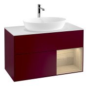 Тумба під раковину Villeroy & Boch Finion 100х50,1 см з підсвічуванням МДФ півонія матовий лак/скло біле матове F781PCHB