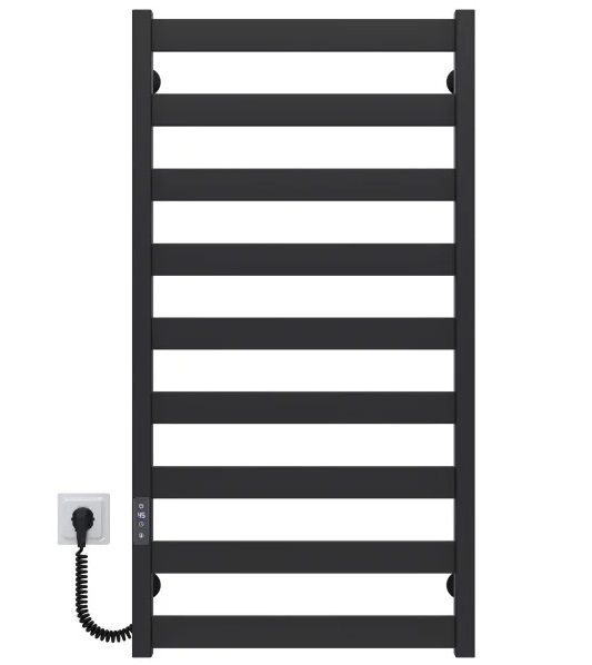 Електрична сушарка для рушників Deffi Silvia П9 500х1000 E ліве підключення JD04 чорний A.SV.100.50.9.E.B.L.2