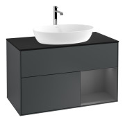 	Тумба под раковину Villeroy & Boch Finion 100х50,1 см с подсветкой МДФ темно-синий матовый лак/стекло черное матовое F782GKHG