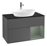 Тумба под раковину Villeroy & Boch Finion 100х50,1 см с подсветкой МДФ антрацит матовый лак/стекло черное матовое F782GMGK