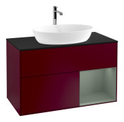 Тумба под раковину Villeroy & Boch Finion 100х50,1 см с подсветкой МДФ пион матовый лак/стекло черное матовое F782GMHB