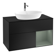Тумба под раковину Villeroy & Boch Finion 100х50,1 см с подсветкой МДФ черный матовый лак/стекло черное матовое F782GMPD