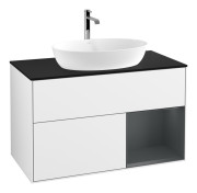 Тумба под раковину Villeroy & Boch Finion 100х50,1 см с подсветкой МДФ глянцевый белый лак/стекло черное матовое F782HGGF