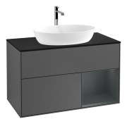 Тумба под раковину Villeroy & Boch Finion 100х50,1 см с подсветкой МДФ антрацит матовый лак/стекло черное матовое F782HGGK