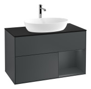 Тумба под раковину Villeroy & Boch Finion 100х50,1 см с подсветкой МДФ темно-синий матовый лак/стекло черное матовое F782HGHG