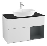 Тумба под раковину Villeroy & Boch Finion 100х50,1 см с подсветкой МДФ белый матовый лак/стекло черное матовое F782HGMT