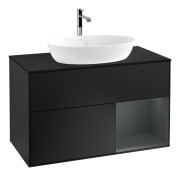 Тумба под раковину Villeroy & Boch Finion 100х50,1 см с подсветкой МДФ черный матовый лак/стекло черное матовое F782HGPD