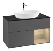 Тумба под раковину Villeroy & Boch Finion 100х50,1 см с подсветкой МДФ антрацит матовый лак/стекло черное матовое F782PCGK