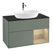 Тумба под раковину Villeroy & Boch Finion 100х50,1 см с подсветкой МДФ оливковый матовый лак/стекло черное матовое F782PCGM