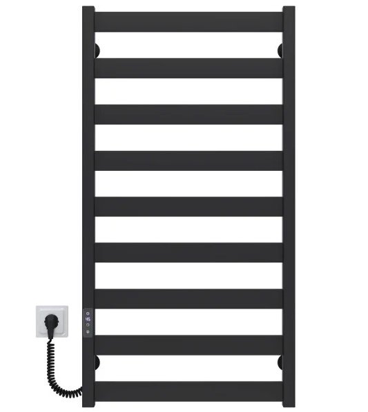 Электрический полотенцесушитель Deffi Silvia П9 500х1000 E левое подключение JD04 черный A.SV.100.50.9.E.B.L.2