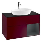 Тумба під раковину Villeroy & Boch Finion 100х50,1 см з підсвічуванням МДФ півонія матовий лак/скло чорне матове F782HGHB