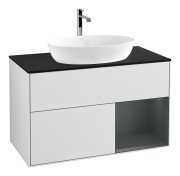 Тумба под раковину Villeroy & Boch Finion 100х50,1 см с подсветкой МДФ белый матовый лак/стекло черное матовое F782HGMT