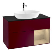 Тумба под раковину Villeroy & Boch Finion 100х50,1 см с подсветкой МДФ пион матовый лак/стекло черное матовое F782PCHB