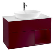 Тумба под раковину Villeroy & Boch Finion 100х50,1 см с подсветкой МДФ пион матовый лак/стекло белое матовое G781HBHB