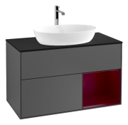 Тумба під раковину Villeroy & Boch Finion 100х50,1 см із підсвічуванням МДФ антрацит матовий лак/скло чорне матове G782HBGK