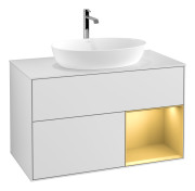 Тумба під раковину Villeroy & Boch Finion 100х50,1 см із підсвічуванням МДФ білий матовий лак/скло біле матове G781HFMT