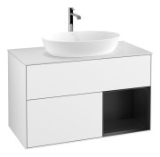 Тумба под раковину Villeroy & Boch Finion 100х50,1 см с подсветкой МДФ глянцевый белый лак/стекло белое матовое G781PDGF