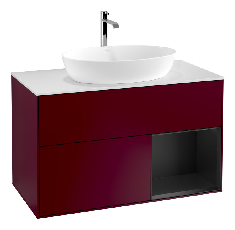 Тумба под раковину Villeroy & Boch Finion 100х50,1 см с подсветкой МДФ пион матовый лак/стекло белое матовое G781PDHB