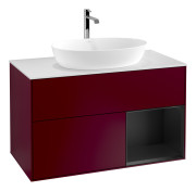 Тумба под раковину Villeroy & Boch Finion 100х50,1 см с подсветкой МДФ пион матовый лак/стекло белое матовое G781PDHB