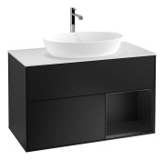 Тумба под раковину Villeroy & Boch Finion 100х50,1 см с подсветкой МДФ черный матовый лак/стекло белое матовое G781PDPD