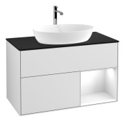 Тумба під раковину Villeroy & Boch Finion 100х50,1 см із підсвічуванням МДФ білий матовий лак/скло чорне матове G782GFMT