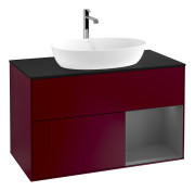 Тумба под раковину Villeroy & Boch Finion 100х50,1 см с подсветкой МДФ пион матовый лак/стекло черное матовое G782GKHB