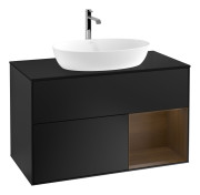 Тумба под раковину Villeroy & Boch Finion 100х50,1 см с подсветкой МДФ черный матовый лак/стекло черное матовое G782GNPD