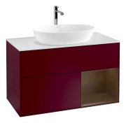 Тумба під раковину Villeroy & Boch Finion 100х50,1 см з підсвічуванням МДФ півонія матовий лак/скло біле матове G781GNHB