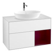 Тумба под раковину Villeroy & Boch Finion 100х50,1 см с подсветкой МДФ глянцевый белый лак/стекло белое матовое G781HBGF