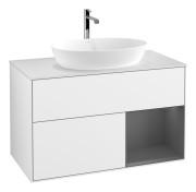Тумба под раковину Villeroy & Boch Finion 100х50,1 см с подсветкой МДФ глянцевый белый лак/стекло белое матовое G781GKGF
