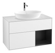 Тумба под раковину Villeroy & Boch Finion 100х50,1 см с подсветкой МДФ глянцевый белый лак/стекло белое матовое G781PDGF