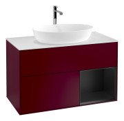 Тумба під раковину Villeroy & Boch Finion 100х50,1 см з підсвічуванням МДФ півонія матовий лак/скло біле матове G781PDHB