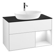 Тумба під раковину Villeroy & Boch Finion 100х50,1 см з підсвіткою МДФ білий глянцевий лак/скло чорне матове G782GFGF