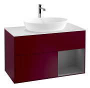 Тумба под раковину Villeroy & Boch Finion 100х50,1 см с подсветкой МДФ пион матовый лак/стекло белое матовое G781GKHB