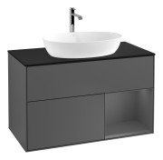 Тумба під раковину Villeroy & Boch Finion 100х50,1 см із підсвічуванням МДФ антрацит матовий лак/скло чорне матове G782GKGK
