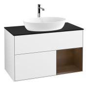 Тумба под раковину Villeroy & Boch Finion 100х50,1 см с подсветкой МДФ глянцевый белый лак/стекло черное матовое G782GNGF
