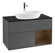 Тумба під раковину Villeroy & Boch Finion 100х50,1 см із підсвічуванням МДФ антрацит матовий лак/скло чорне матове G782GNGK