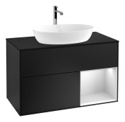 Тумба под раковину Villeroy & Boch Finion 100х50,1 см с подсветкой МДФ черный матовый лак/стекло черное матовое G782MTPD