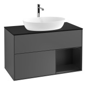 Тумба под раковину Villeroy & Boch Finion 100х50,1 см с подсветкой МДФ антрацит матовый лак/стекло черное матовое G782PDGK