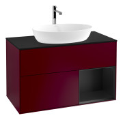 Тумба под раковину Villeroy & Boch Finion 100х50,1 см с подсветкой МДФ пион матовый лак/стекло черное матовое G782PDHB