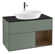 Тумба под раковину Villeroy & Boch Finion 100х50,1 см с подсветкой МДФ оливковый матовый лак/стекло черное матовое G782GNGM