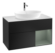 Тумба под раковину Villeroy & Boch Finion 100х50,1 см с подсветкой МДФ черный матовый лак/стекло белое матовое G781GMPD