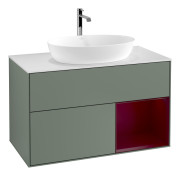 Тумба под раковину Villeroy & Boch Finion 100х50,1 см с подсветкой МДФ оливковый матовый лак/стекло белое матовое G781HBGM