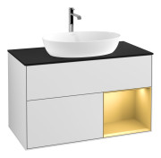 Тумба под раковину Villeroy & Boch Finion 100х50,1 см с подсветкой МДФ белый матовый лак/стекло черное матовое G782HFMT