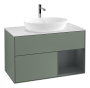 Тумба под раковину Villeroy & Boch Finion 100х50,1 см с подсветкой МДФ оливковый матовый лак/стекло белое матовое G781HGGM